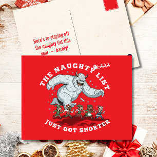 The Naughty List Just Got Shorter Yeti Christmas Holiday Postcard
