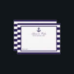 The Nautical Anchor Navy Stripe Wedding Collection Advice Card<br><div class="desc">Celebrate in style with these nautical anchor advice cards. The simple yet stylish design will allow your guests to write a note of advice for you to keep and read over in years to come. The wording is easy to personalise so these cards can quickly be transformed into advice cards...</div>