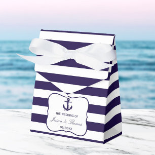 The Nautical Anchor Navy Stripe Wedding Collection Favour Box
