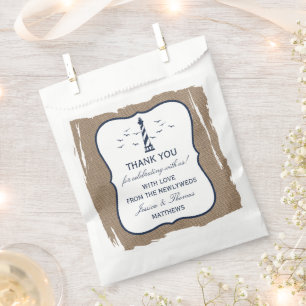 The Nautical Lighthouse Burlap Wedding Collection Favour Bag