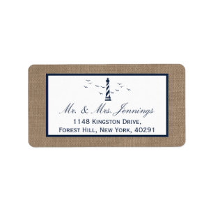 The Nautical Lighthouse Burlap Wedding Collection Label