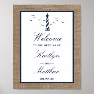 The Nautical Lighthouse Burlap Wedding Collection Poster