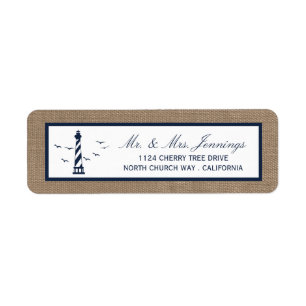 The Nautical Lighthouse Burlap Wedding Collection Return Address Label