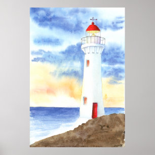 The Nautical Lighthouse Mountains Poster
