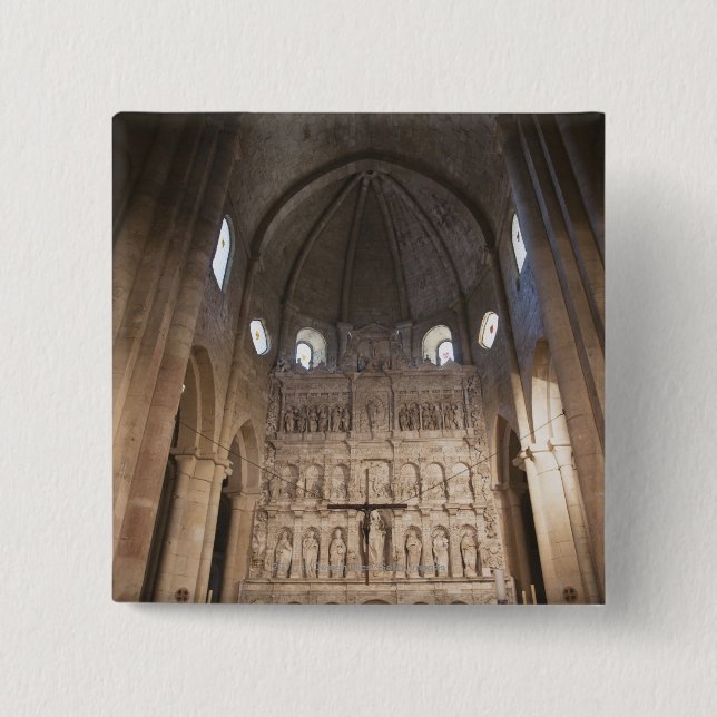 The Nave Of The Monastery Of Santa Maria De Poblet 15 Cm Square Badge (Front)