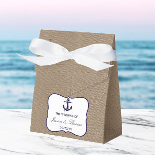The Navy Anchor On Burlap Beach Wedding Collection Favour Box