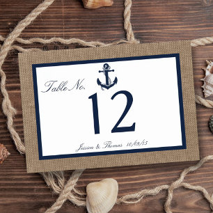 The Navy Anchor On Burlap Beach Wedding Collection Table Number