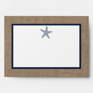 The Navy Starfish Burlap Beach Wedding Collection Envelopes