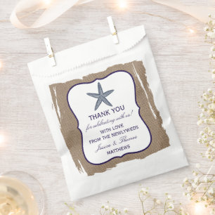 The Navy Starfish Burlap Beach Wedding Collection Favour Bag