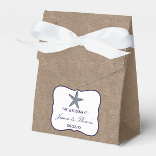 The Navy Starfish Burlap Beach Wedding Collection Favour Box