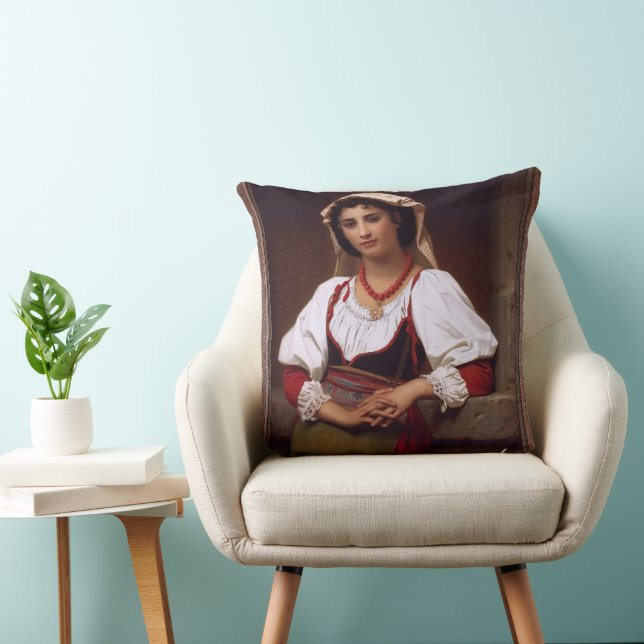 The Neapolitan Girl by Hugues Merle Cushion (Chair)