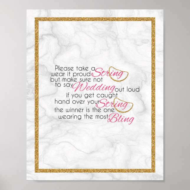 The Necklace Game Marble & Gold Bridal Shower Game Poster (Front)