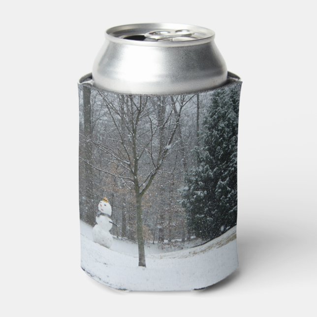 The Neighbour's Snowman Winter Snow Scene Can Cooler (Can Front)