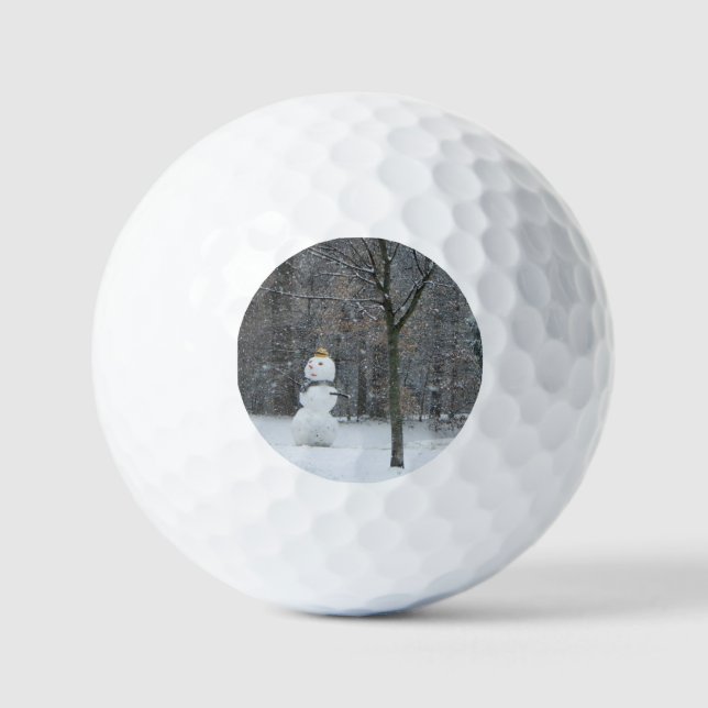 The Neighbour's Snowman Winter Snow Scene Golf Balls (Front)