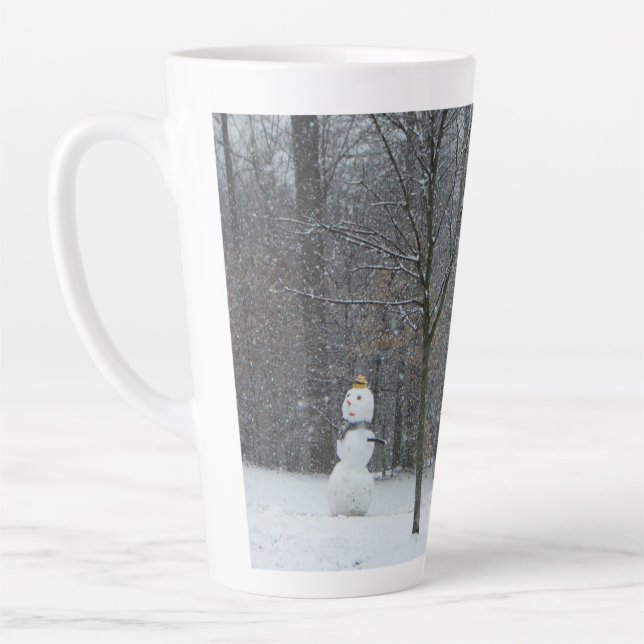 The Neighbour's Snowman Winter Snow Scene Latte Mug (Left)