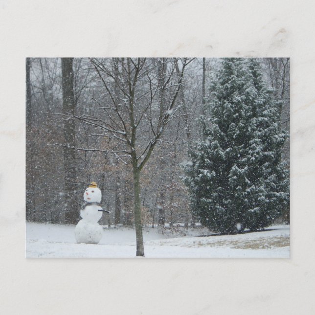 The Neighbour's Snowman Winter Snow Scene Postcard (Front)
