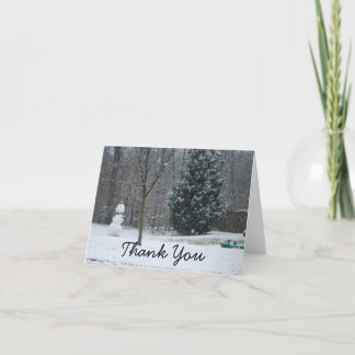 The Neighbour's Snowman Winter Snow Scene Thank You Card