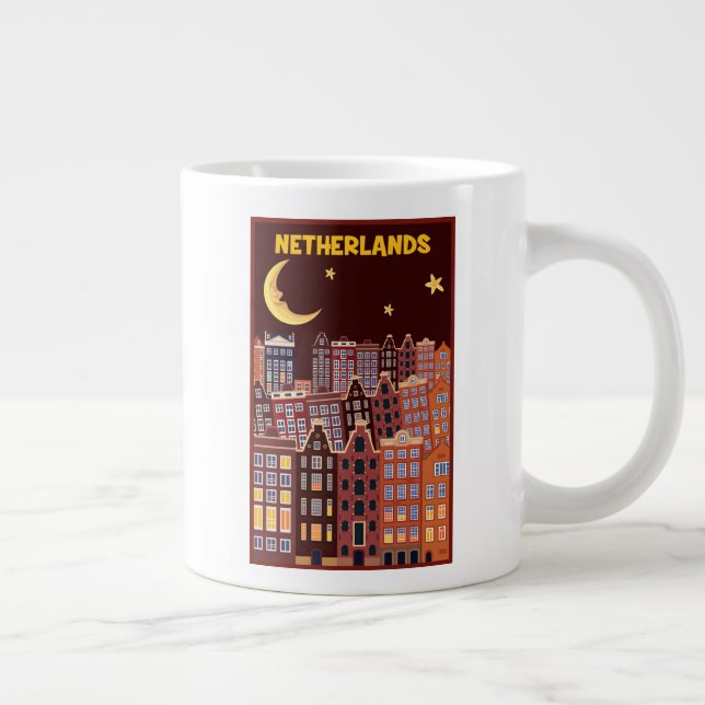 The Netherlands at Night Large Coffee Mug (Right)