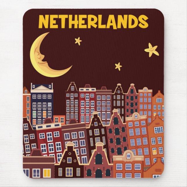 The Netherlands at Night Mouse Pad (Front)