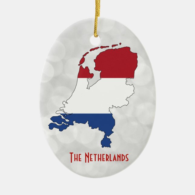 The Netherlands Flag Map Ceramic Ornament (Front)