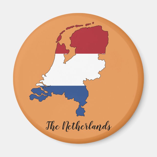 The Netherlands Flag Map Magnet (Front)