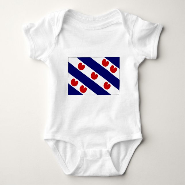 The Netherlands Friesland Flag Baby Bodysuit (Front)