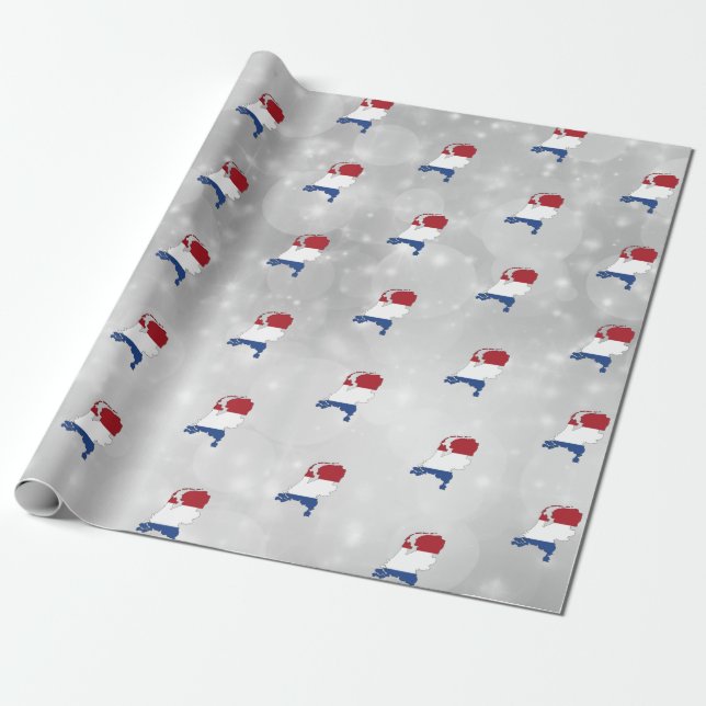 The Netherlands Holland Flag Map Wrapping Paper (Unrolled)