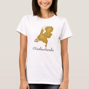 The Netherlands in Gold with Bold Text T-Shirt