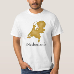The Netherlands in Gold with Bold Text T-Shirt