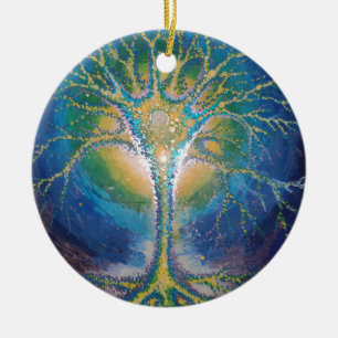 The neural tree postcard ceramic ornament
