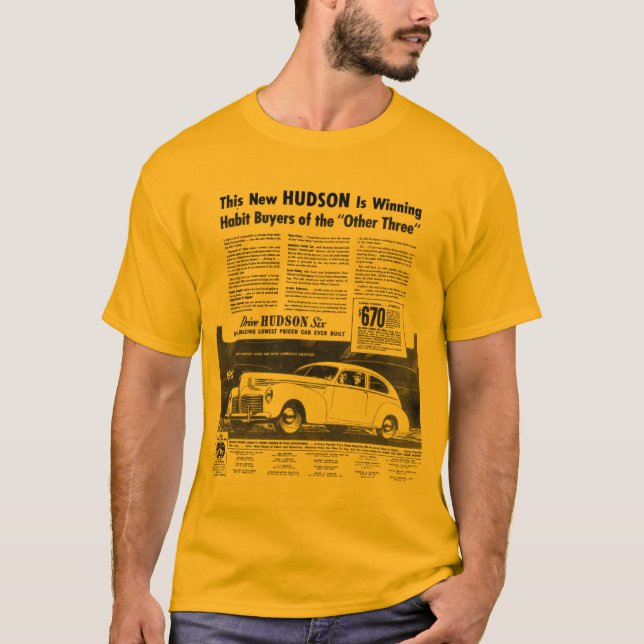 The New 1940 HUDSON Automobile Gold T-Shirt (Front)