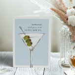 The New 30 | Funny Birthday Greeting Card<br><div class="desc">Sarcastic birthday card features a watercolor martini cocktail illustration on a blue-grey background with "however old you are is the new 30" in vintage typewriter lettering. Customise the inside message or leave as-is; default message reads "cheers to you -- happy birthday."</div>