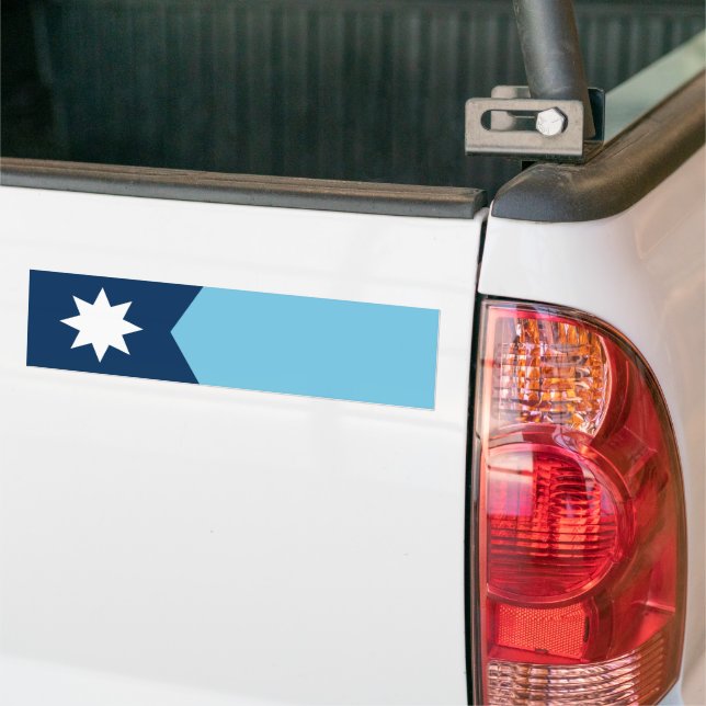 The new Flag of Minnesota State Bumper Sticker (On Truck)