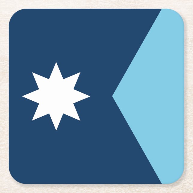 The new Flag of Minnesota State Square Paper Coaster (Front)