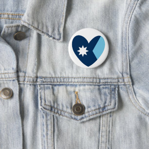 The new Flag of Minnesota State with heart 6 Cm Round Badge
