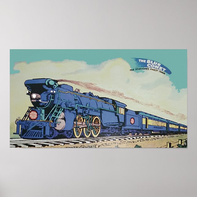 The New Jersey Central Blue Comet Train Poster (Front)