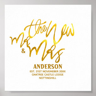 The New Mr and Mrs (add name, date, venue) Gold Poster