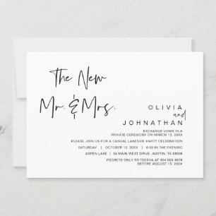 The New Mr and Mrs, Wedding Elopement Party Invitation