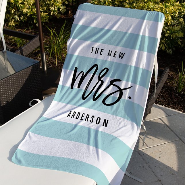 The New Mrs. | Mint Personalised Bride Beach Towel (Creator Uploaded)