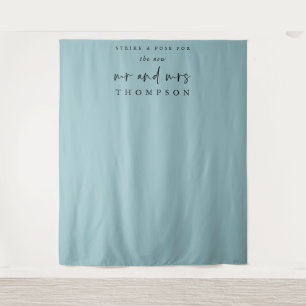 The New Mrs Mrs Name Wedding Photo Background Teal Tapestry