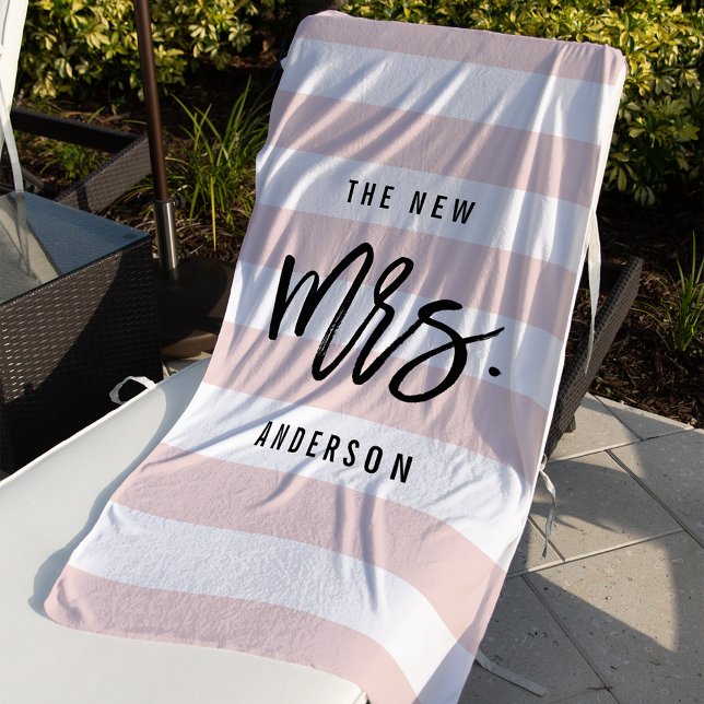 The New Mrs. | Personalised Bride Beach Towel (Creator Uploaded)