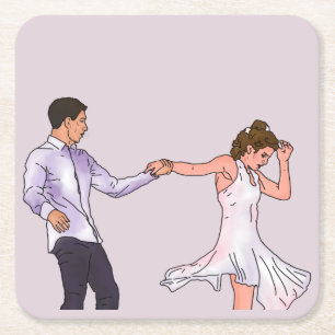 The Next Step James and Riley 'Flying' dance Square Paper Coaster