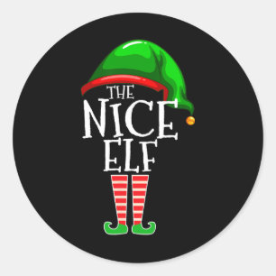 The Nice Elf Group Matching Family Christmas Classic Round Sticker