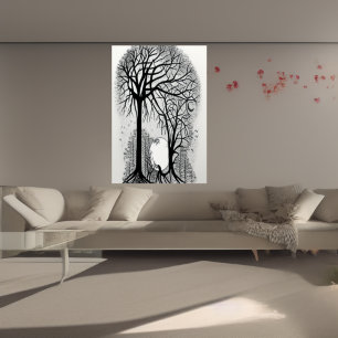 THe night and the trees AI Art Poster