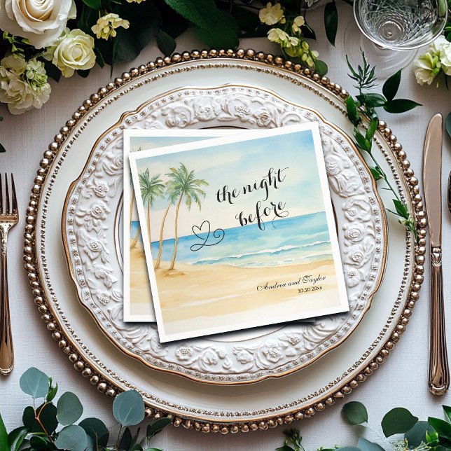 The night Before Beach and Palm Trees Wedding Napkin (Creator Uploaded)