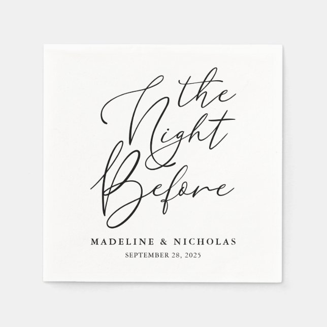 The Night Before Black And White Modern Wedding Napkin (Front)