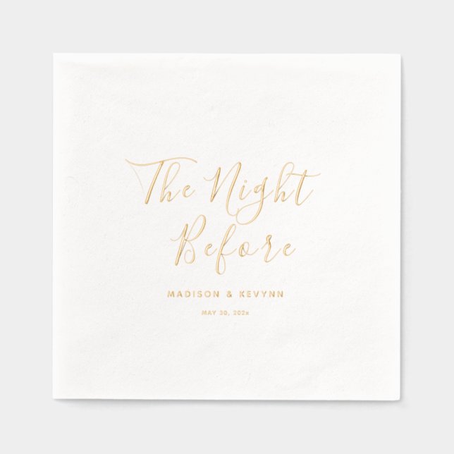The Night Before Black and White Wedding Foil Napkins (Front)