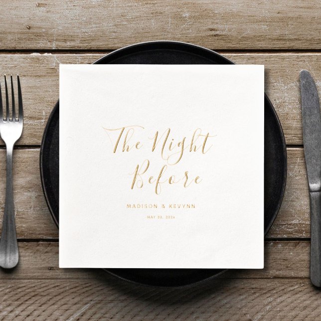 The Night Before Black and White Wedding Foil Napkins (Creator Uploaded)