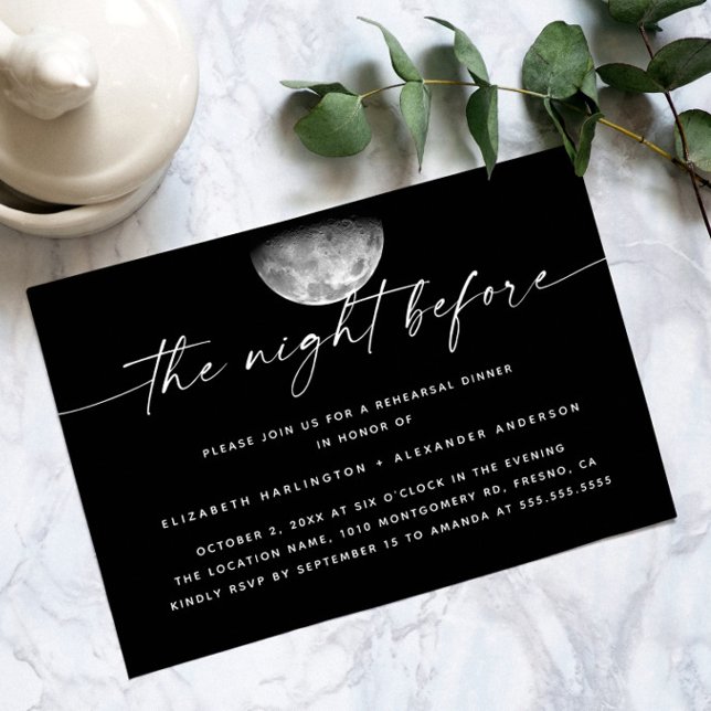 The Night Before | Black Moon Rehearsal Dinner Invitation (Creator Uploaded)