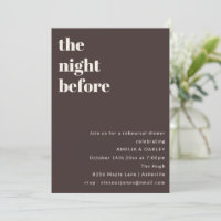 The Night Before Bold Retro Brown Rehearsal Dinner